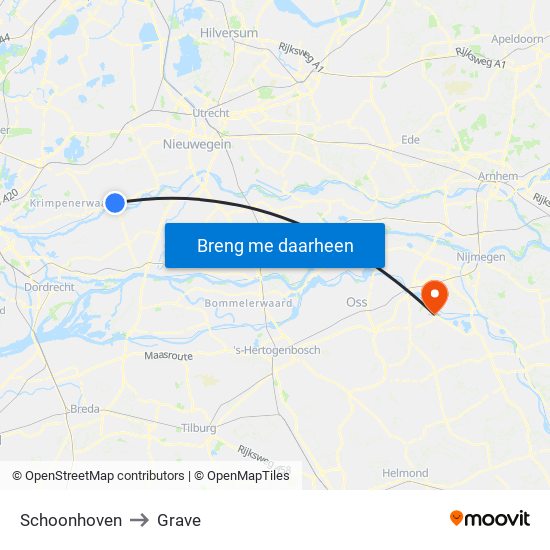 Schoonhoven to Grave map
