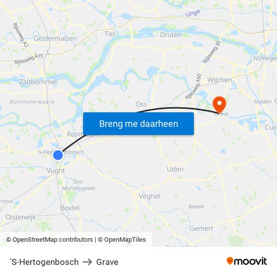 'S-Hertogenbosch to Grave map