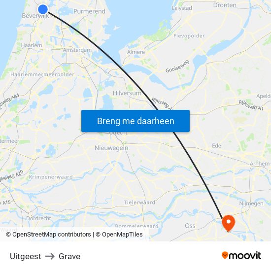 Uitgeest to Grave map