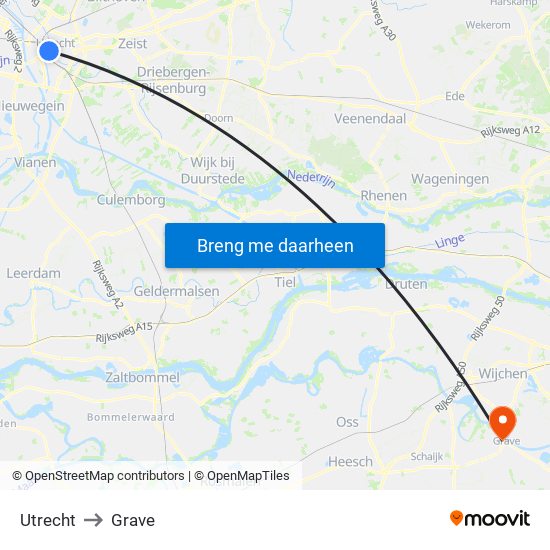 Utrecht to Grave map