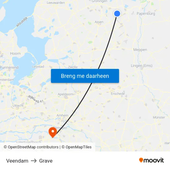 Veendam to Grave map