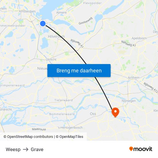 Weesp to Grave map