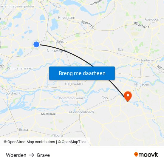 Woerden to Grave map