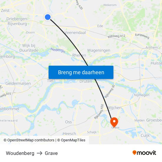 Woudenberg to Grave map