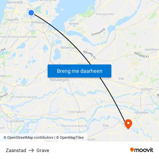 Zaanstad to Grave map