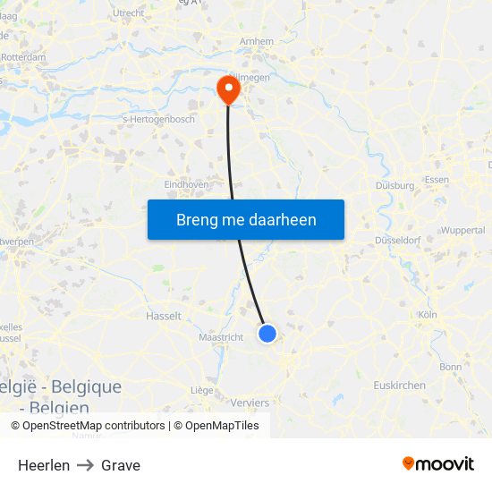 Heerlen to Grave map