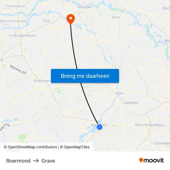 Roermond to Grave map