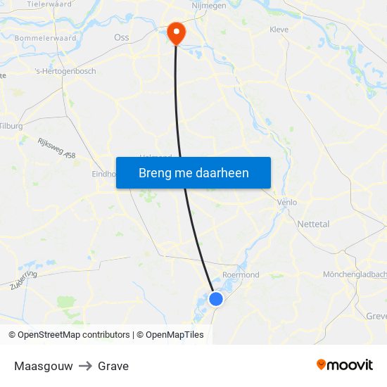 Maasgouw to Grave map