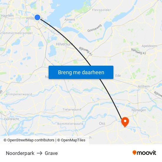 Noorderpark to Grave map