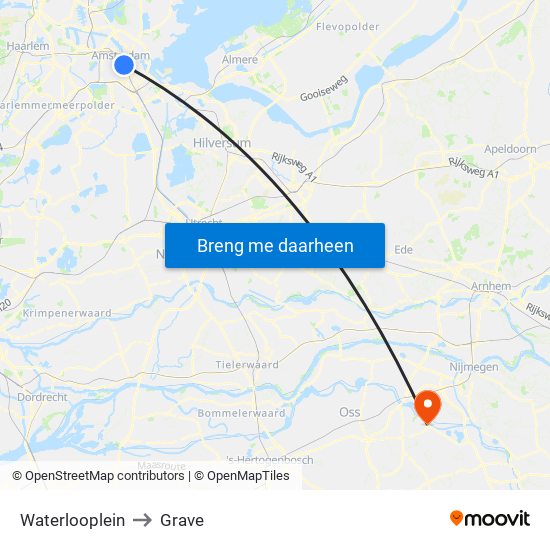 Waterlooplein to Grave map