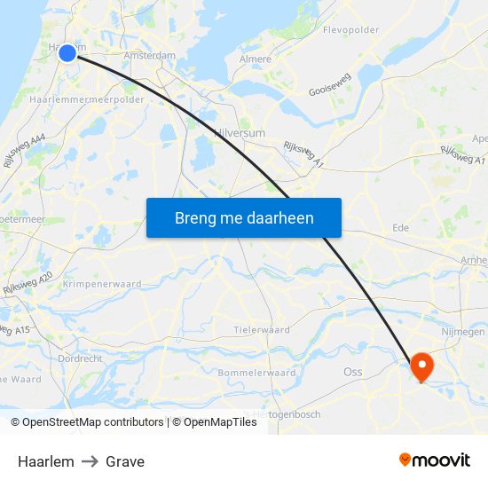 Haarlem to Grave map
