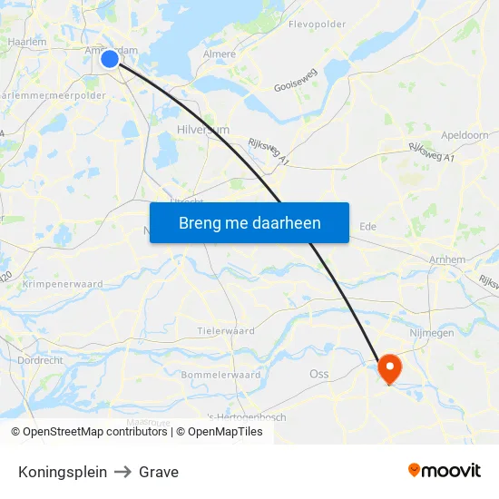 Koningsplein to Grave map