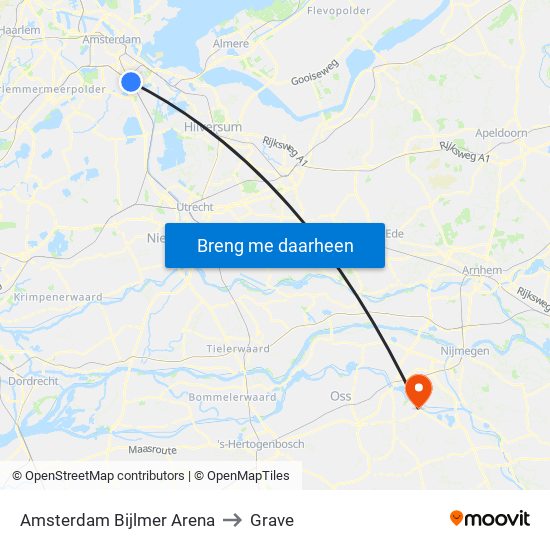 Amsterdam Bijlmer Arena to Grave map