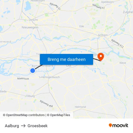 Aalburg to Groesbeek map
