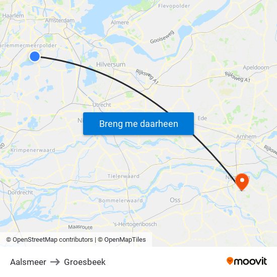 Aalsmeer to Groesbeek map