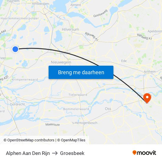 Alphen Aan Den Rijn to Groesbeek map