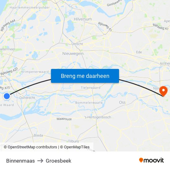 Binnenmaas to Groesbeek map