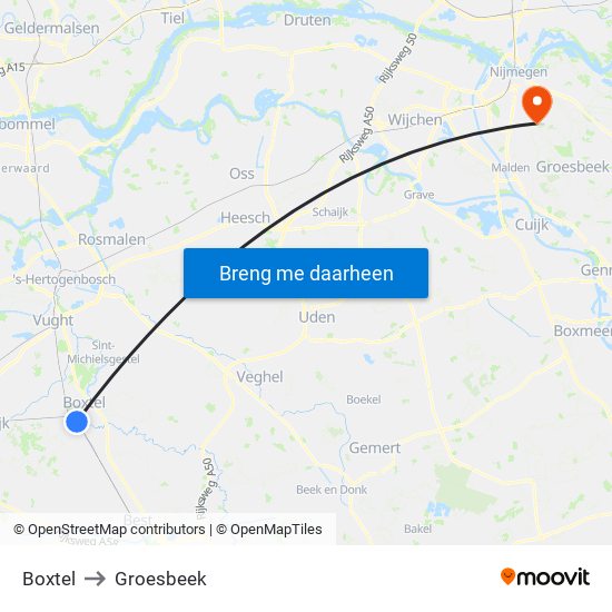 Boxtel to Groesbeek map