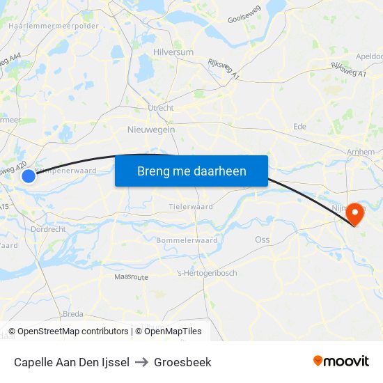 Capelle Aan Den Ijssel to Groesbeek map