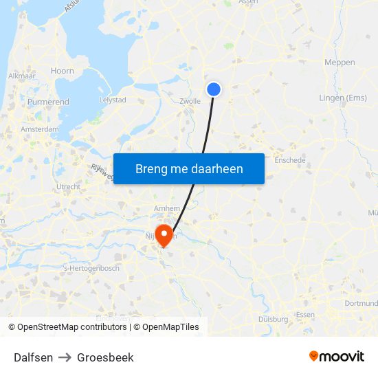 Dalfsen to Groesbeek map