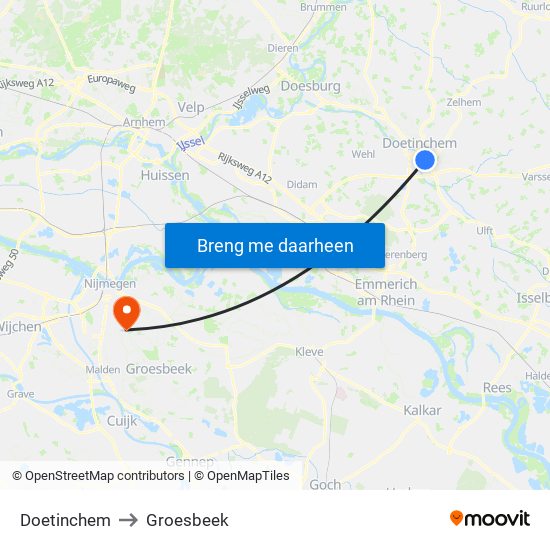 Doetinchem to Groesbeek map