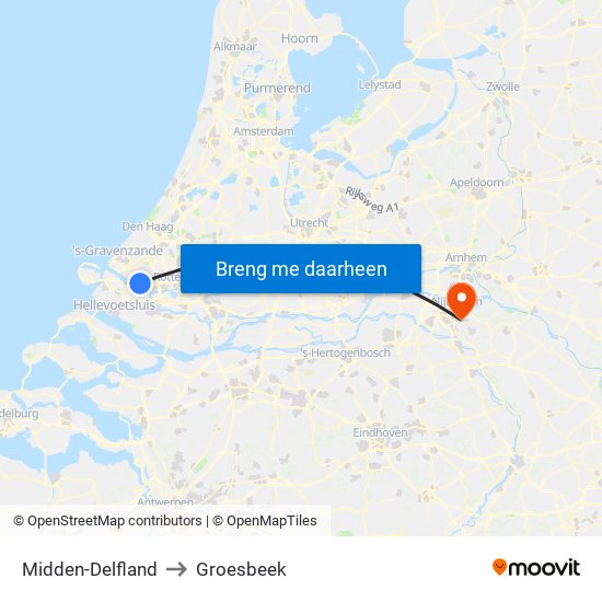 Midden-Delfland to Groesbeek map