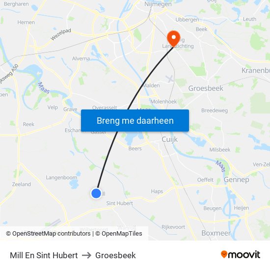 Mill En Sint Hubert to Groesbeek map