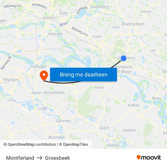 Montferland to Groesbeek map
