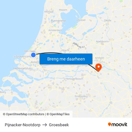 Pijnacker-Nootdorp to Groesbeek map