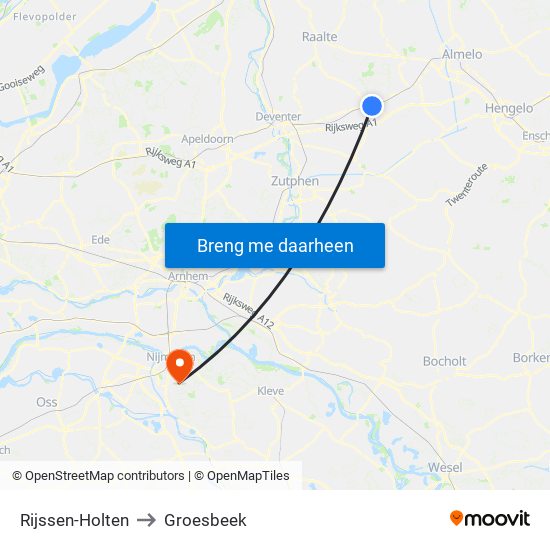 Rijssen-Holten to Groesbeek map