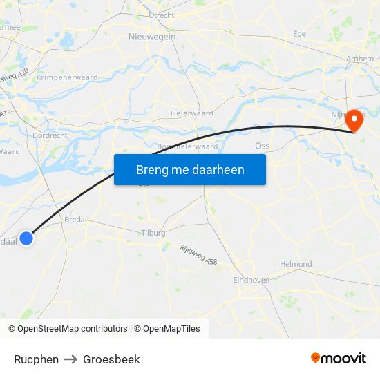 Rucphen to Groesbeek map