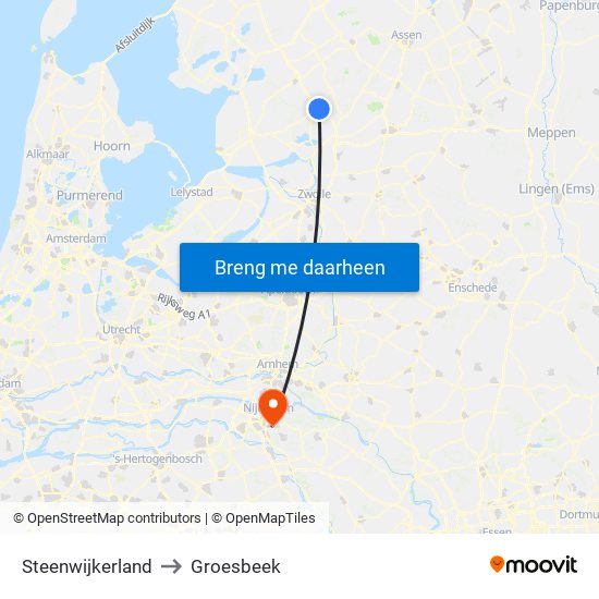 Steenwijkerland to Groesbeek map