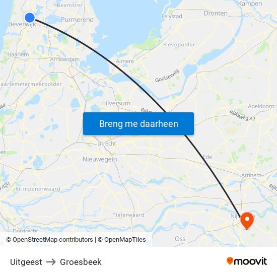 Uitgeest to Groesbeek map