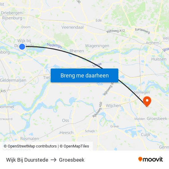 Wijk Bij Duurstede to Groesbeek map