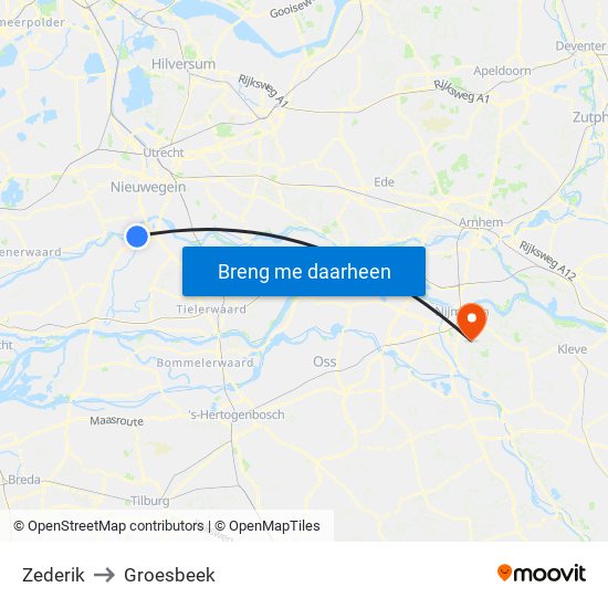 Zederik to Groesbeek map