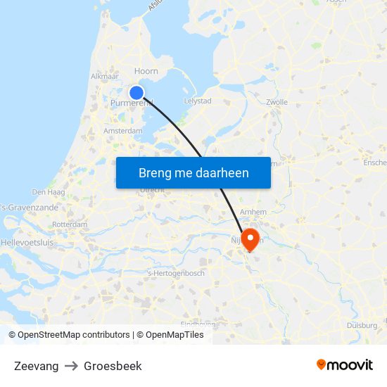 Zeevang to Groesbeek map