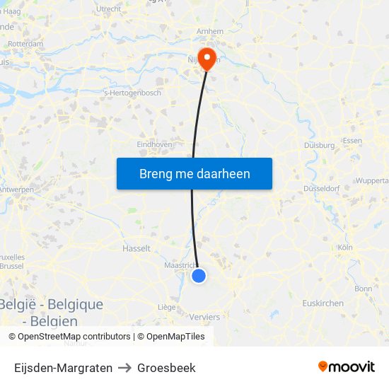 Eijsden-Margraten to Groesbeek map