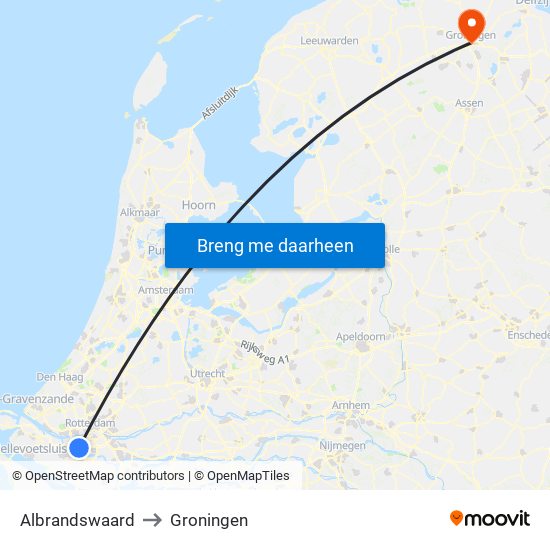Albrandswaard to Groningen map