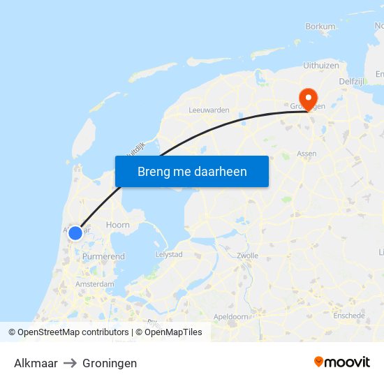 Alkmaar to Groningen map
