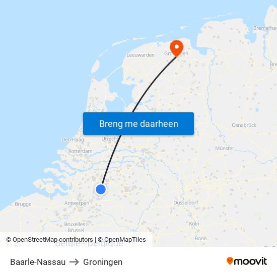 Baarle-Nassau to Groningen map