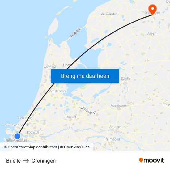 Brielle to Groningen map