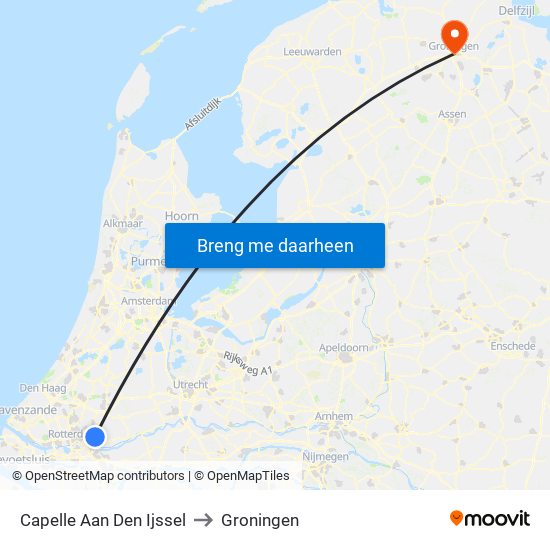 Capelle Aan Den Ijssel to Groningen map