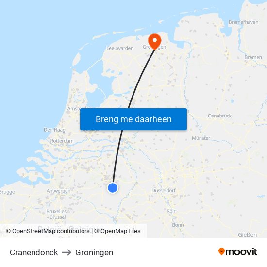 Cranendonck to Groningen map