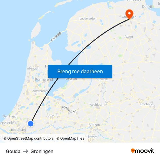 Gouda to Groningen map