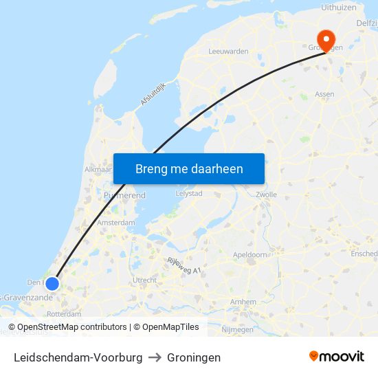 Leidschendam-Voorburg to Groningen map