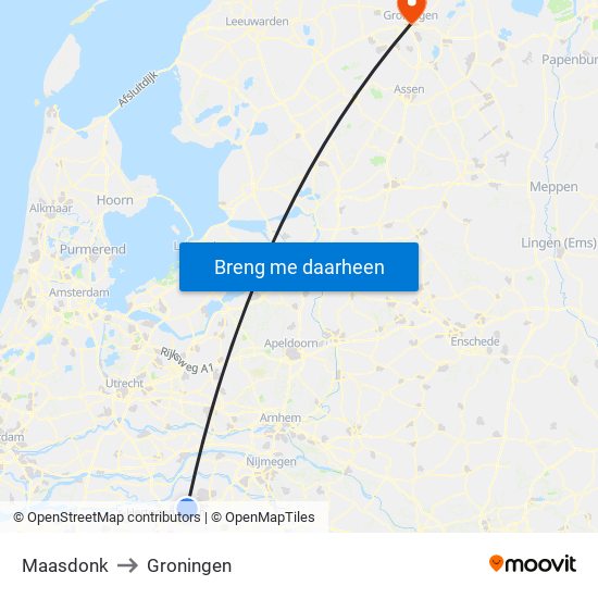 Maasdonk to Groningen map