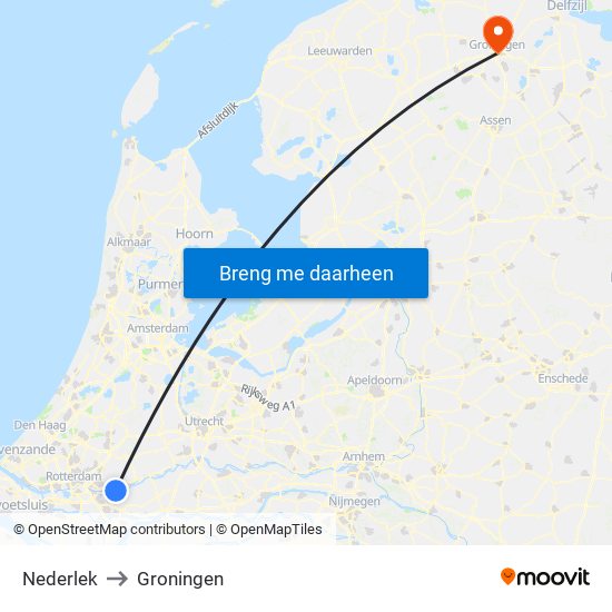 Nederlek to Groningen map
