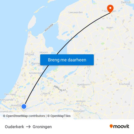 Ouderkerk to Groningen map