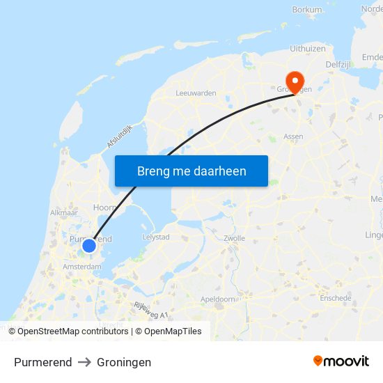 Purmerend to Groningen map