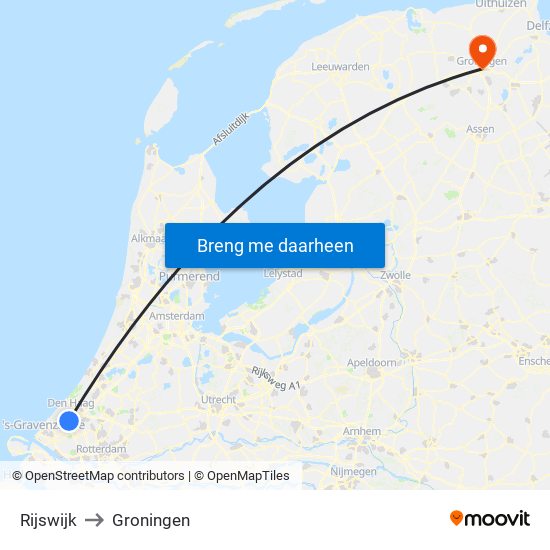 Rijswijk to Groningen map